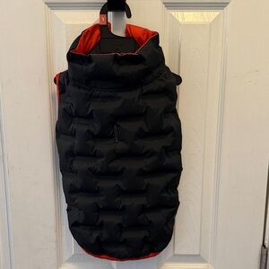 Black and red zip up dog vest